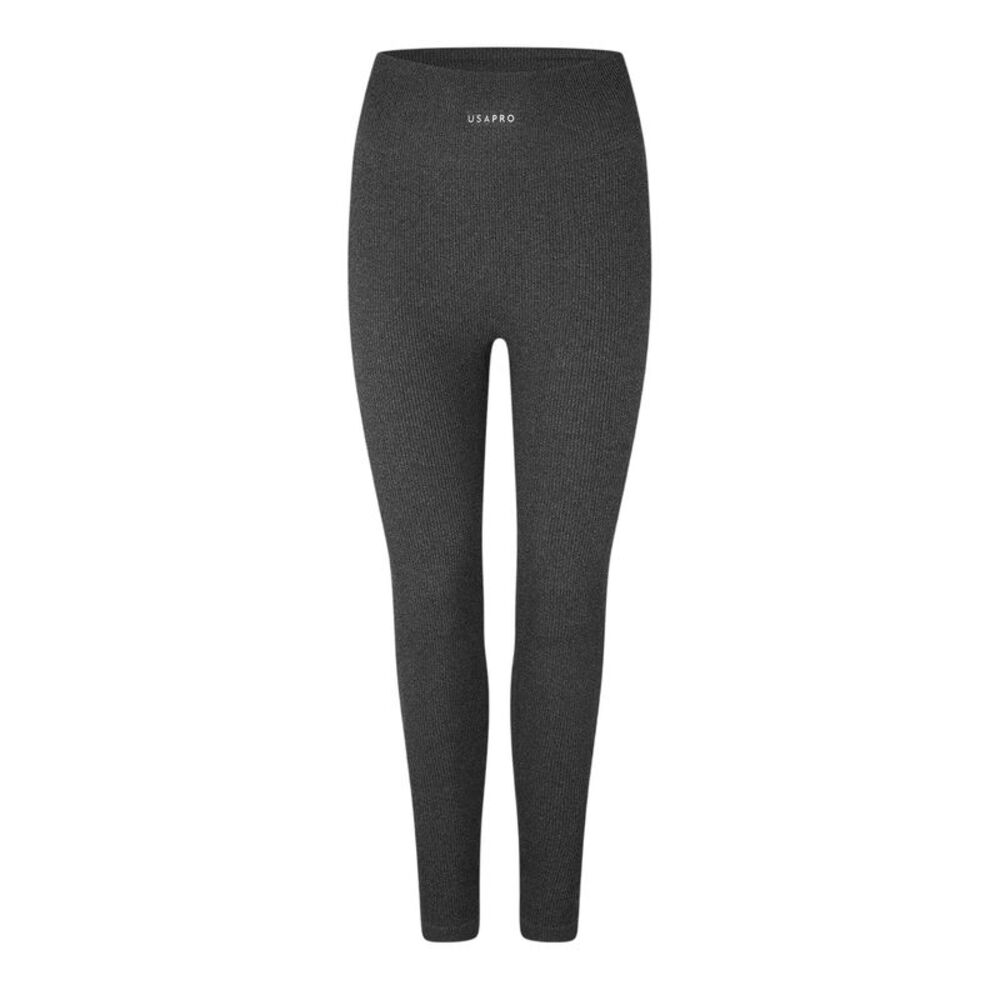 USA Pro Womens/Ladies Ribbed High Waist Leggings / Espresso Marl